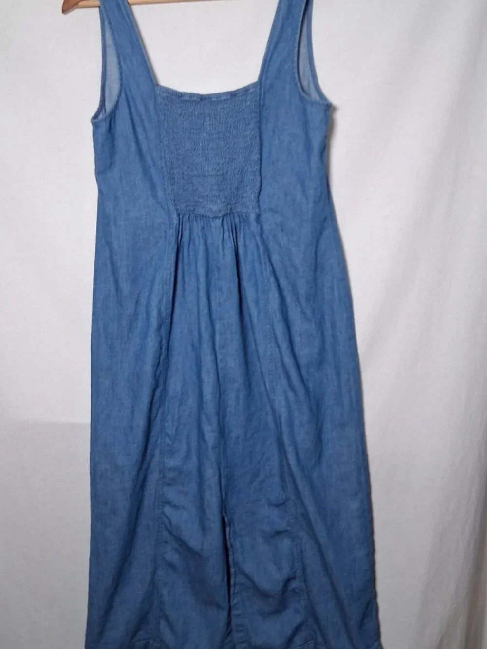 Old Navy Chambray Denim Dress Large Square Neck Sleeveless Country Cottage - Picture 2 of 10
